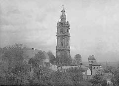 The belfry from the roof of Ste Waudru church